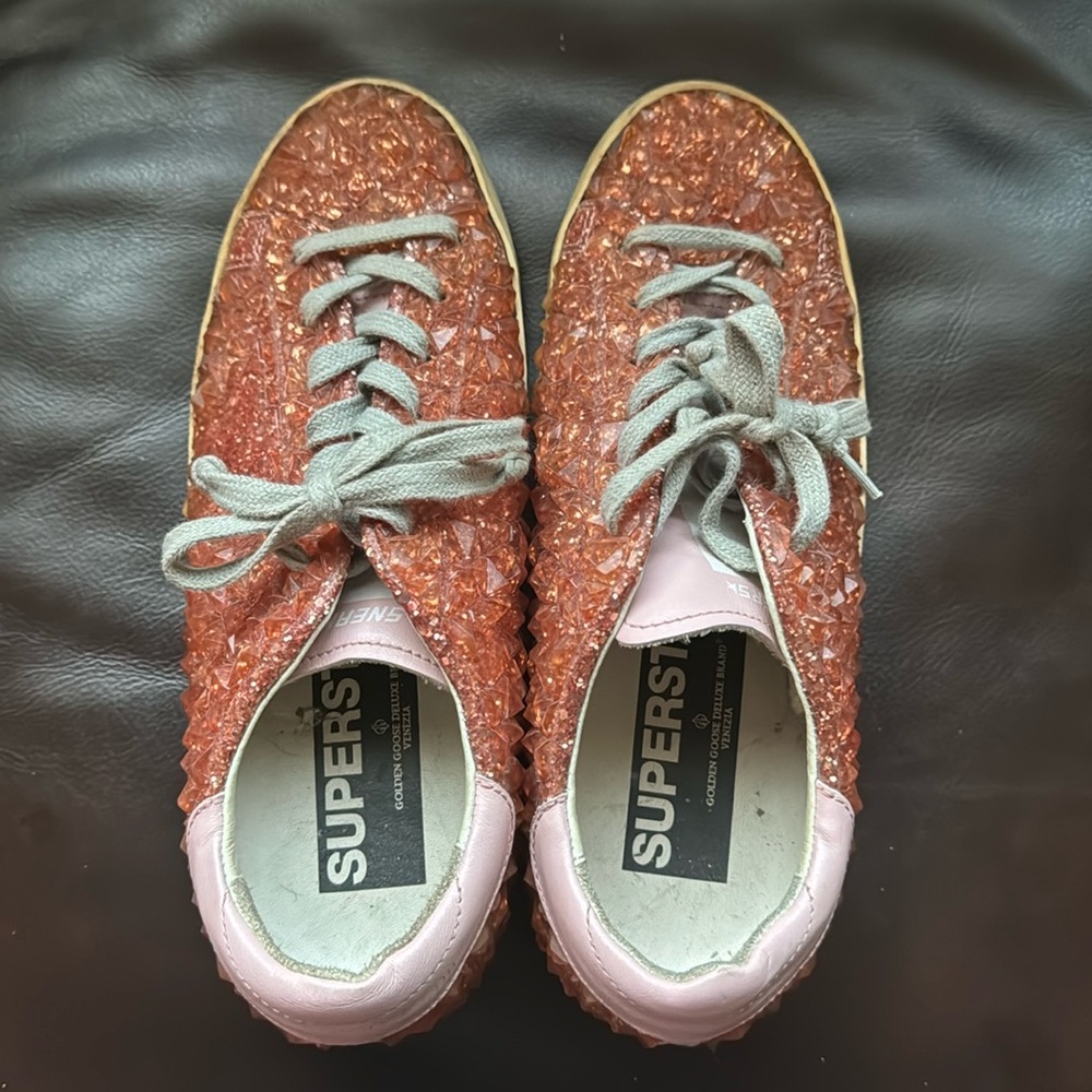 Limited Edition Salmon Orange/Pink Superstar Golden Goose Trainers Sneakers 38.5